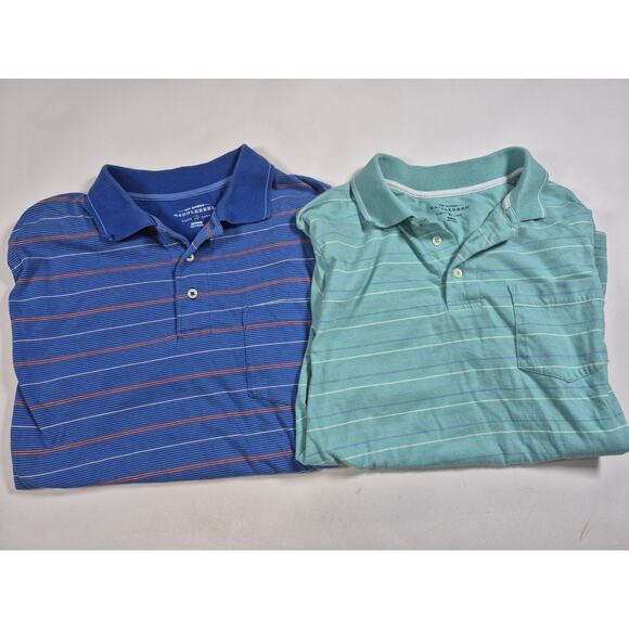 Saddlebred Short Sleeve Polo Shirt Adult Men's Size Med Blue And Teal Pair - Picture 1 of 6